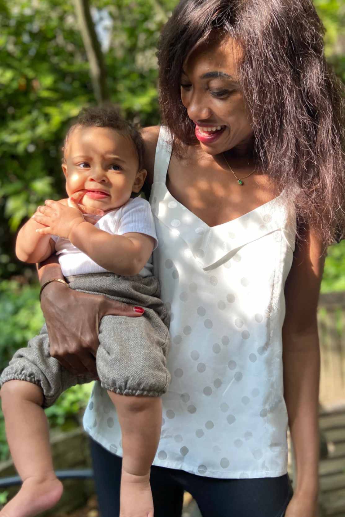 Ivory Polka-Dot Nursing Cami Top