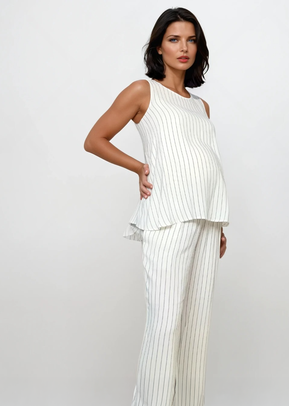 Stylish and cute summer pregnancy outfit. Luxury designer brand for maternity and postpartum with high end quality clothing for the office and corporate dress codes