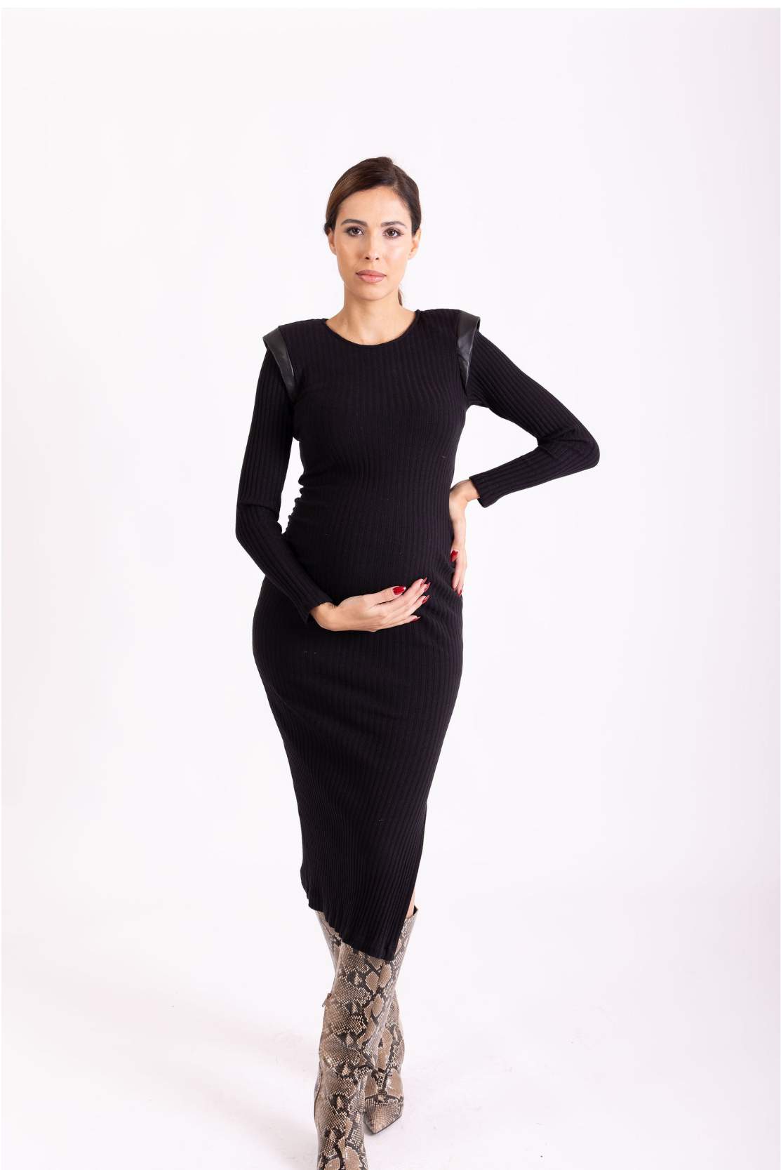 Ribbed-knit Maternity Dress