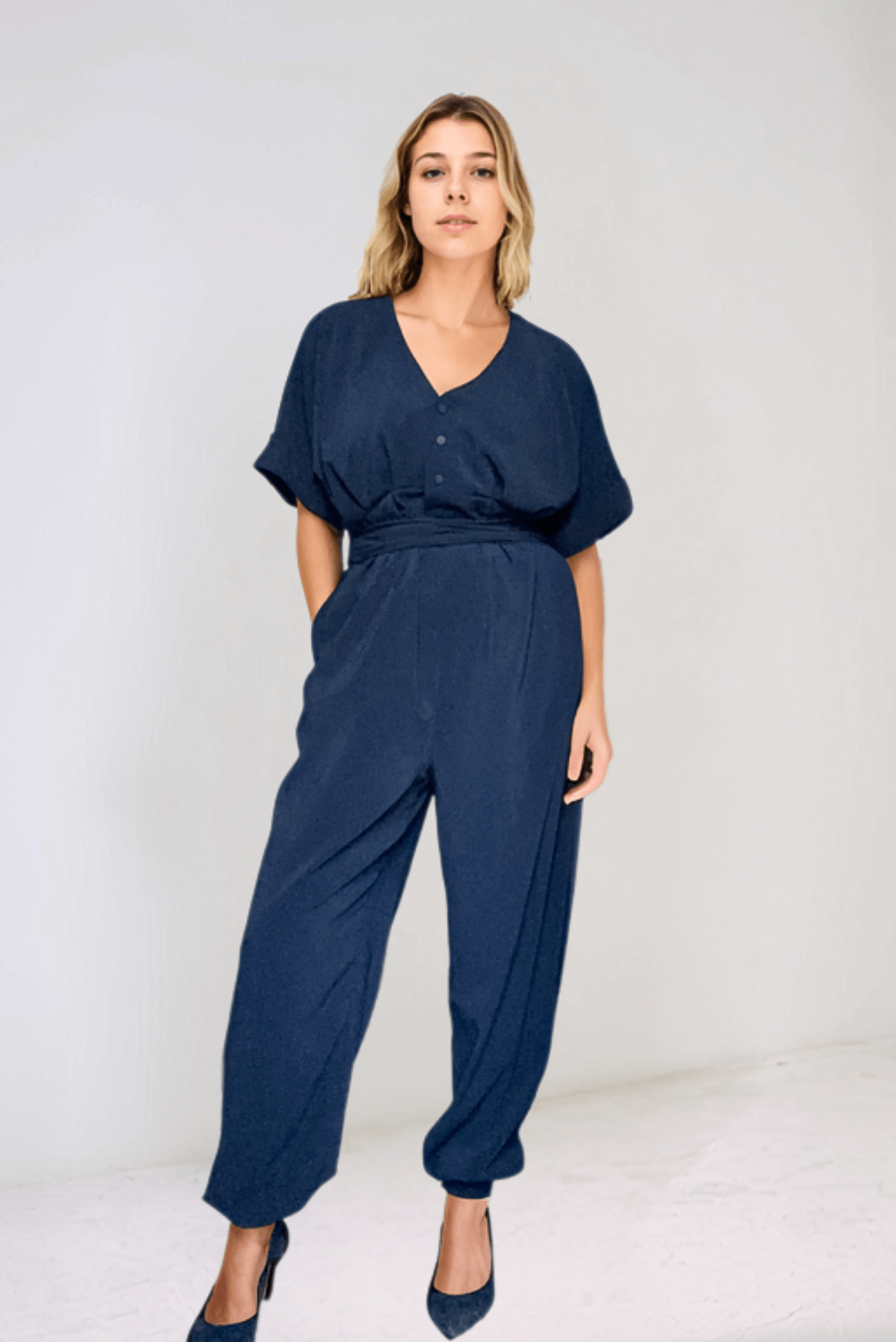 Navy Jumpsuit (Maternity & Breastfeeding style)