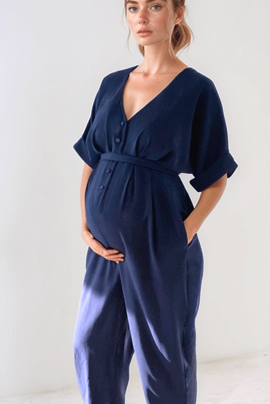 Navy Jumpsuit (Maternity & Breastfeeding style)
