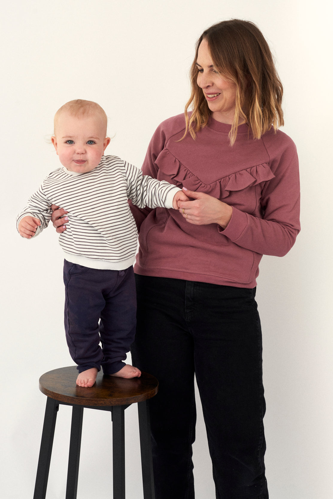 Nursing top that is stylish, design brand in high-end quality for neutral minimalist style for autumn winter - everyday new mother essential for postpartum outfits and wardrobe with hidden discreet zips