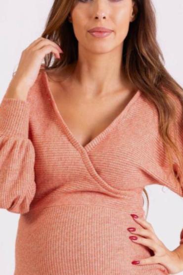 Breastfeeding poppers access in winter knit dress