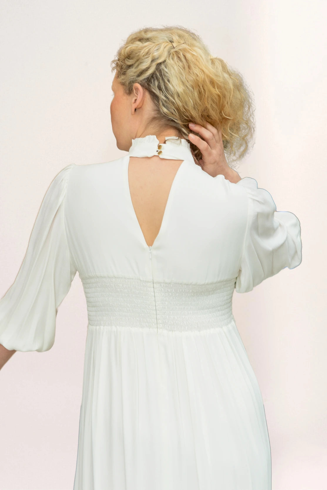 Maternity nursing dress designed with unique features for pregnancy and breastfeeding in high quality premium style - elasticated bath for adjustable sizing, empire design skirt, hidden zips for nursing so no one will know you are wearing a breastfeeding dress