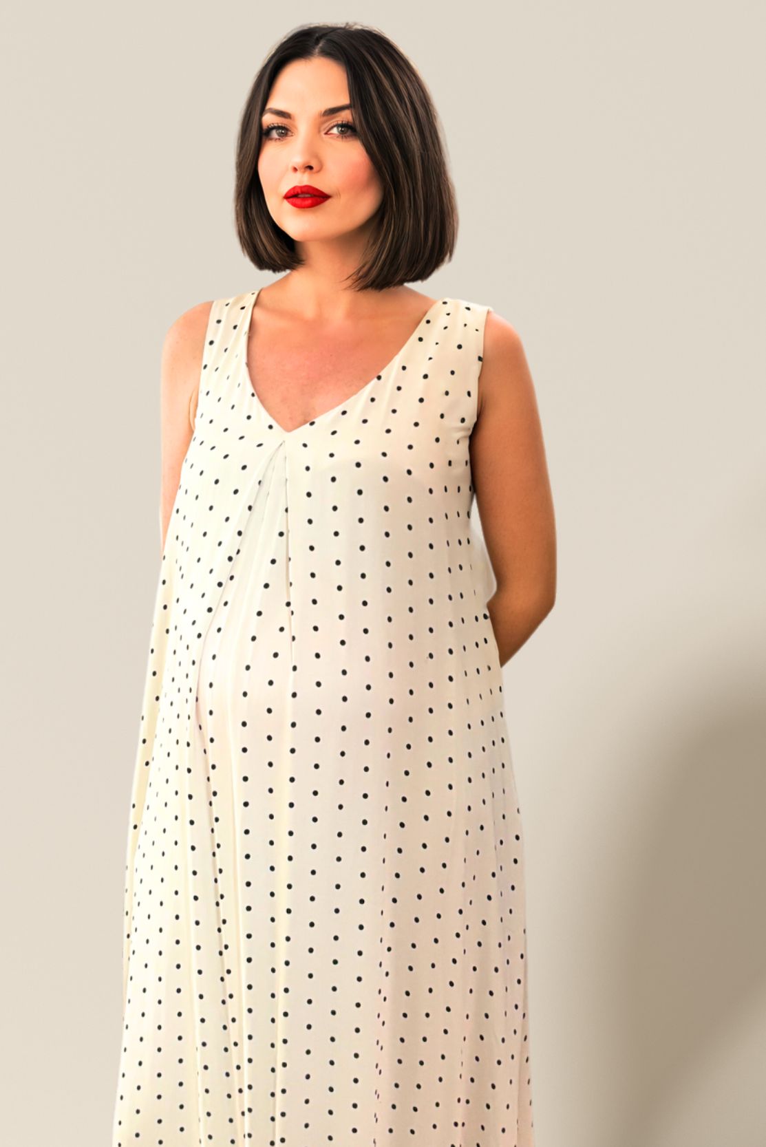 Ivory Dotty A-Line Dress