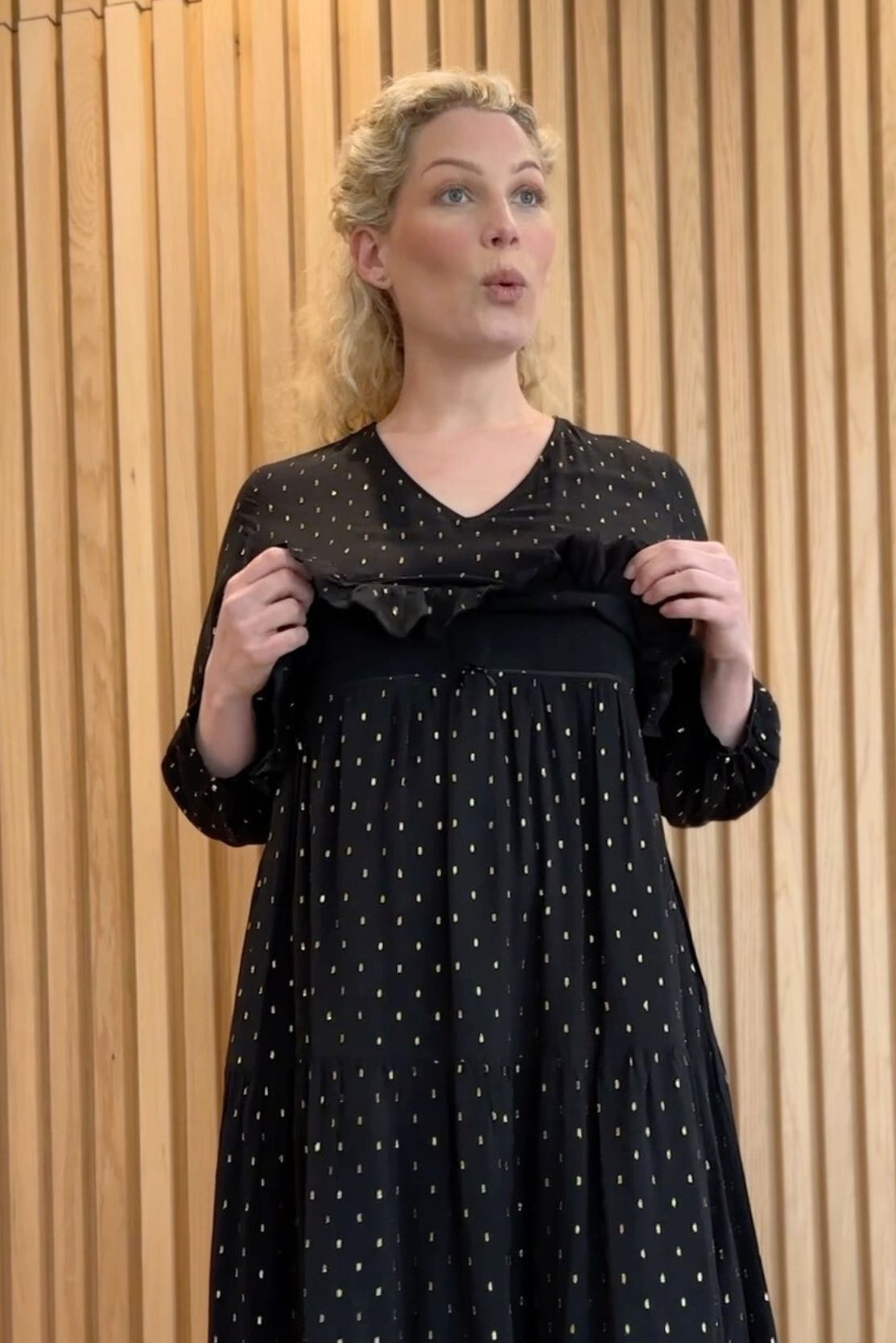 maternity and postpartum dress that has discreet zips for breastfeeding
