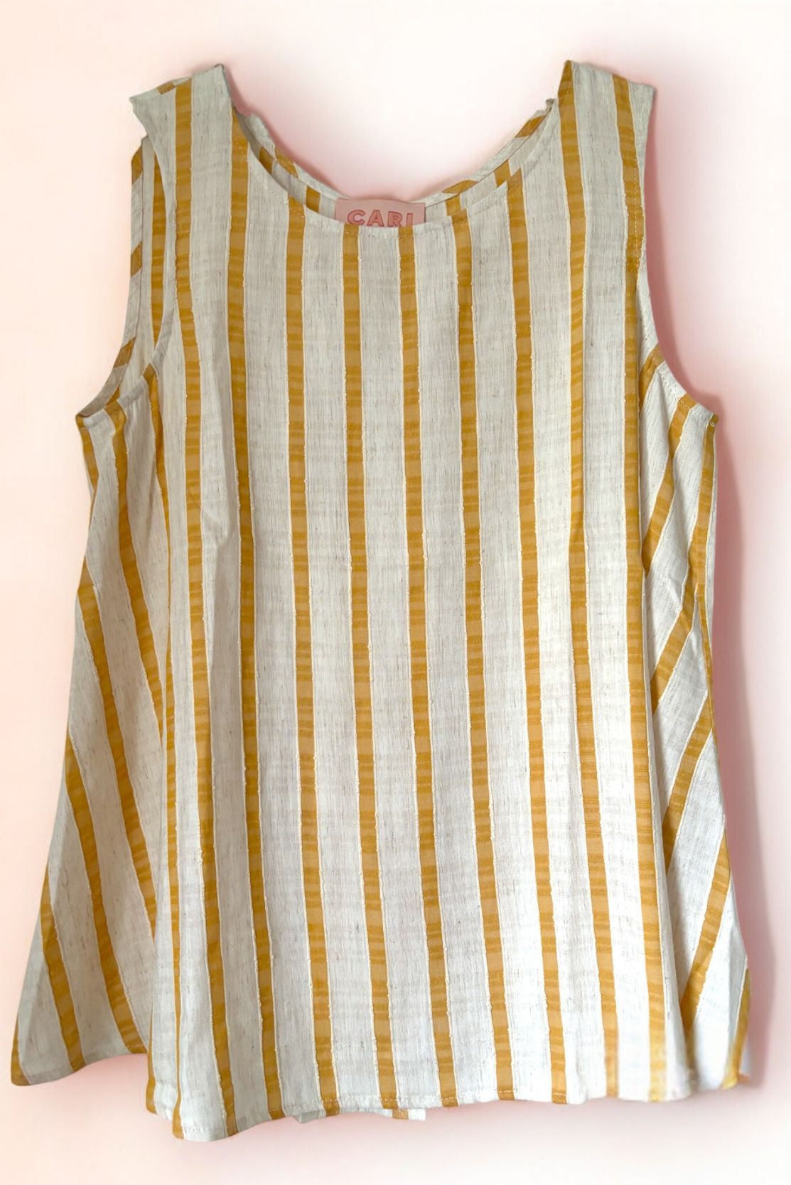 A-line Sleeveless Top in Ochre Stripes