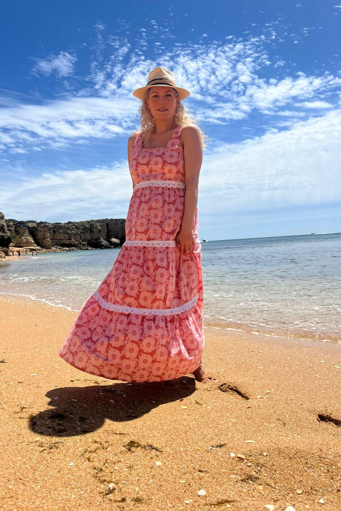 Maternity nursing summer dress in pink floral