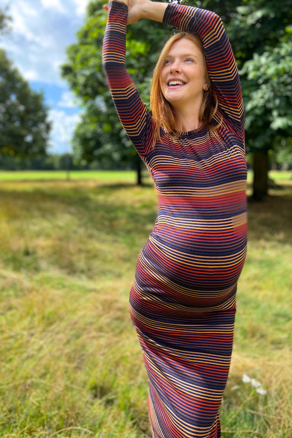 French stripes maternity dress