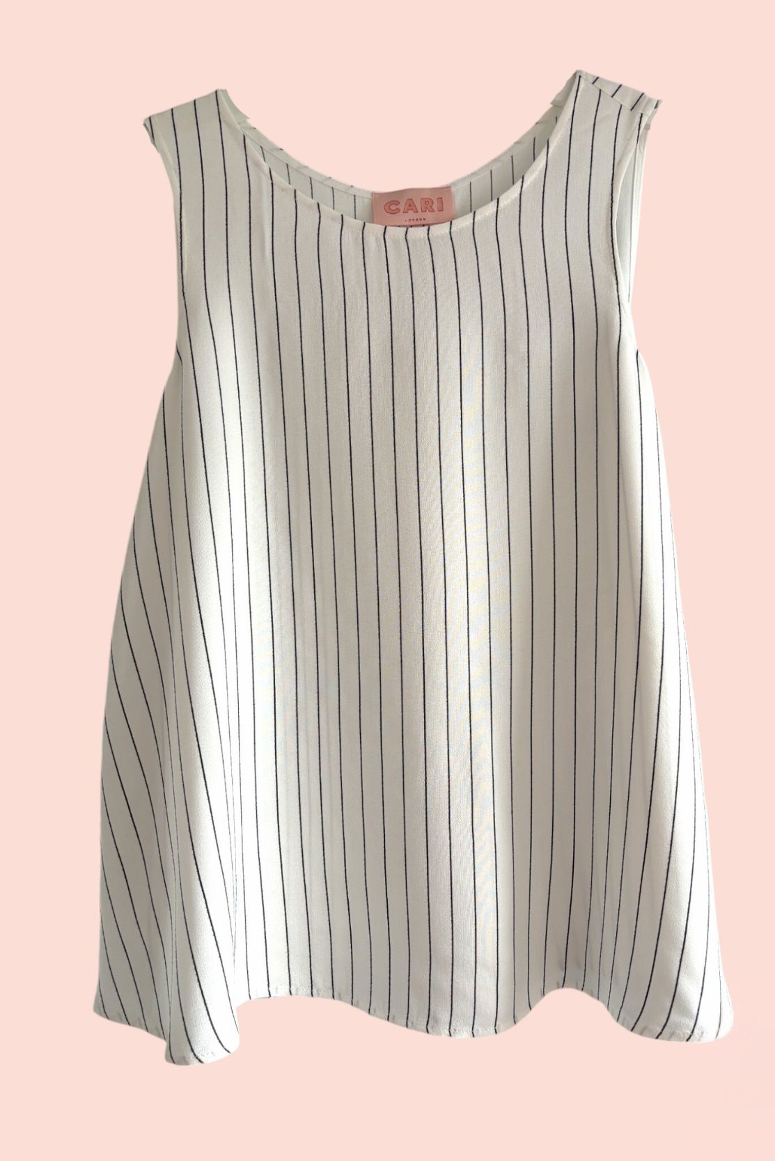 A-line Sleeveless Top in White & Black Pinstripes