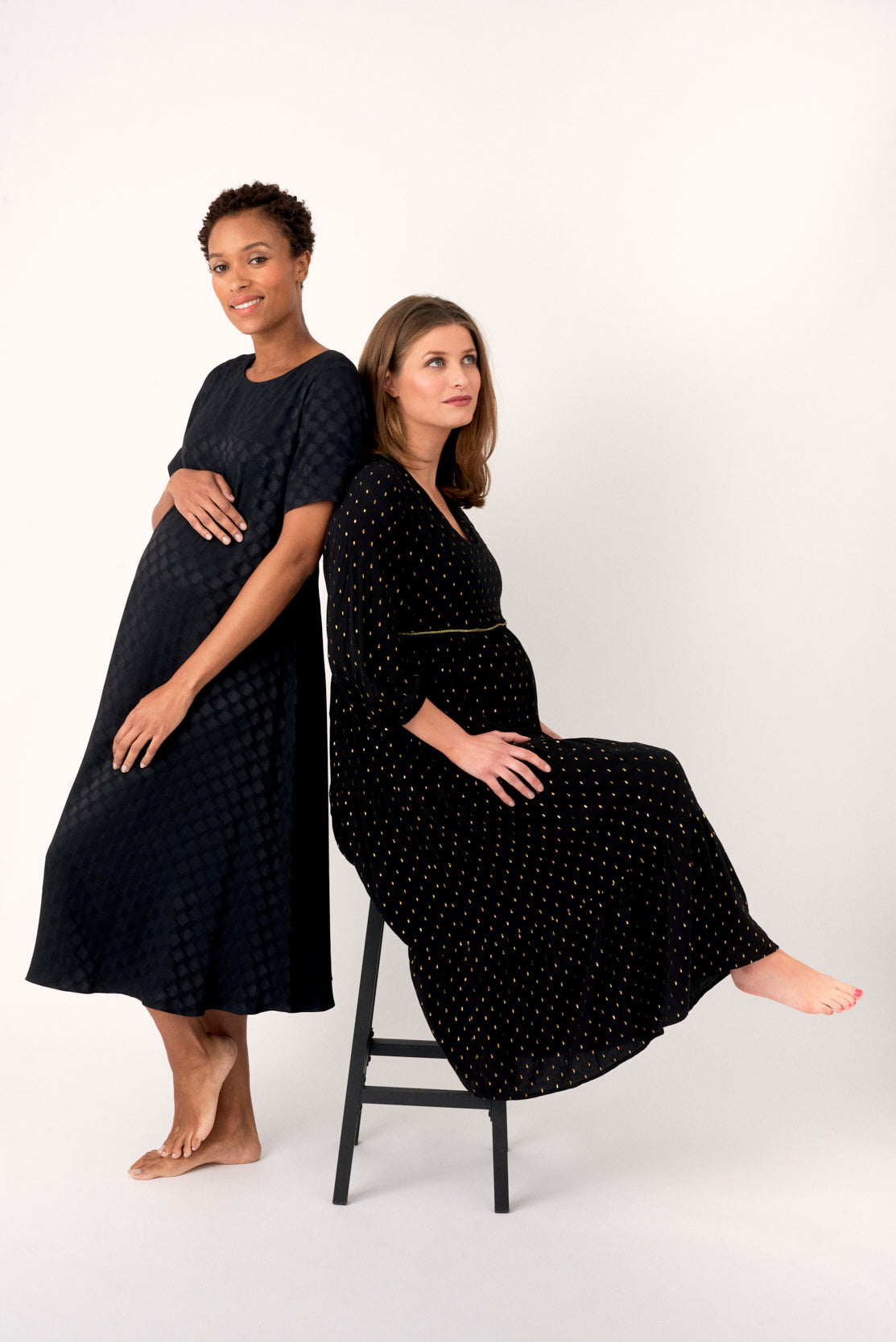 Black maternity and breastfeeding dresses from CARI. These stylish dresses made in luxurious fabrics, are the perfect maternity wardrobe stable for everyday, occasions or the office. Designed to be flattering for all stages of pregnancy, from bump-to-baby and post-pregnancy too.