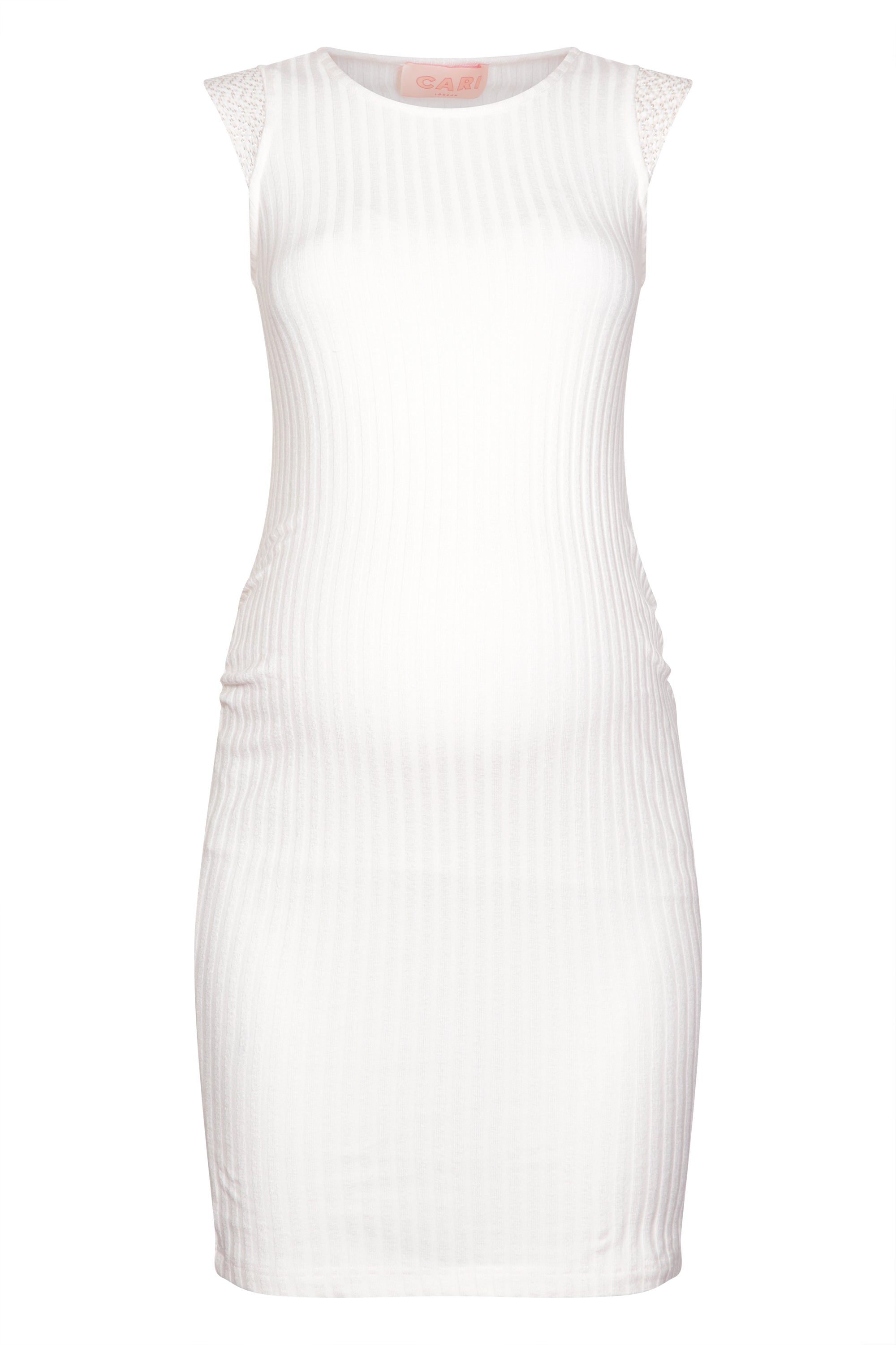 Soft silky ivory rib with gold and cream shoulder panels, CARI’s signature body con maternity dress in above-the-knee length is ideal for special occasions. Designed to flatter the bump, with fabric that feels soft against your skin while keeping you cool. An essential for the summer maternity wardrobe.